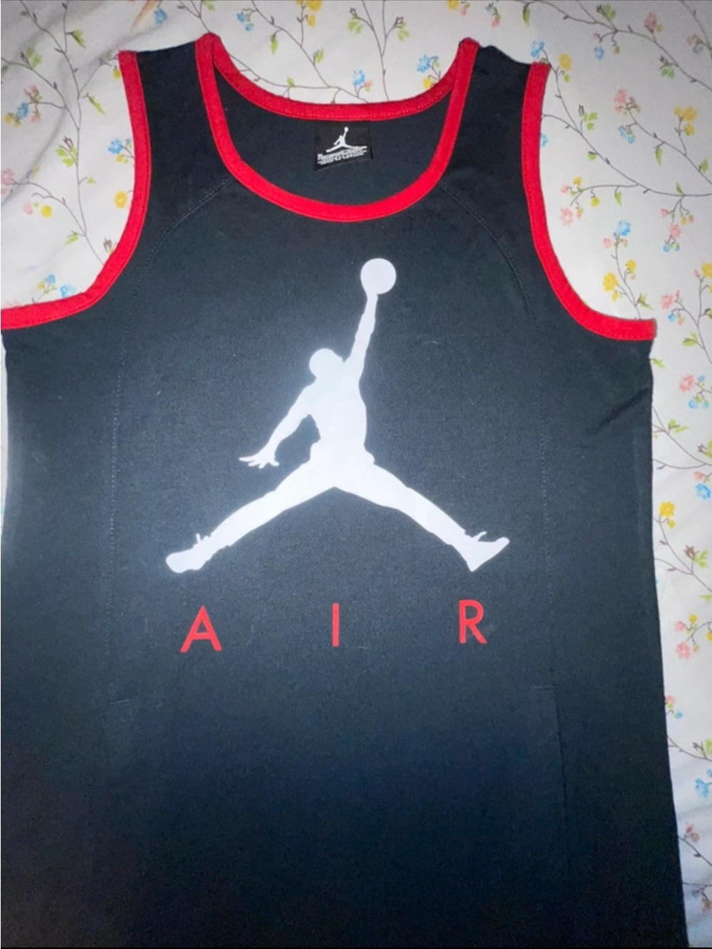 Jordan Black Tank with White Jumpman and Red Trim
